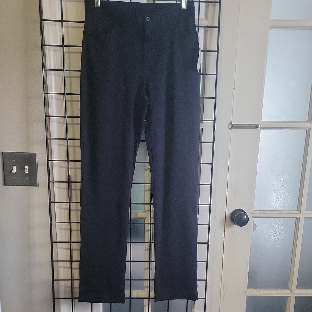 Navy Straight-Leg Pants